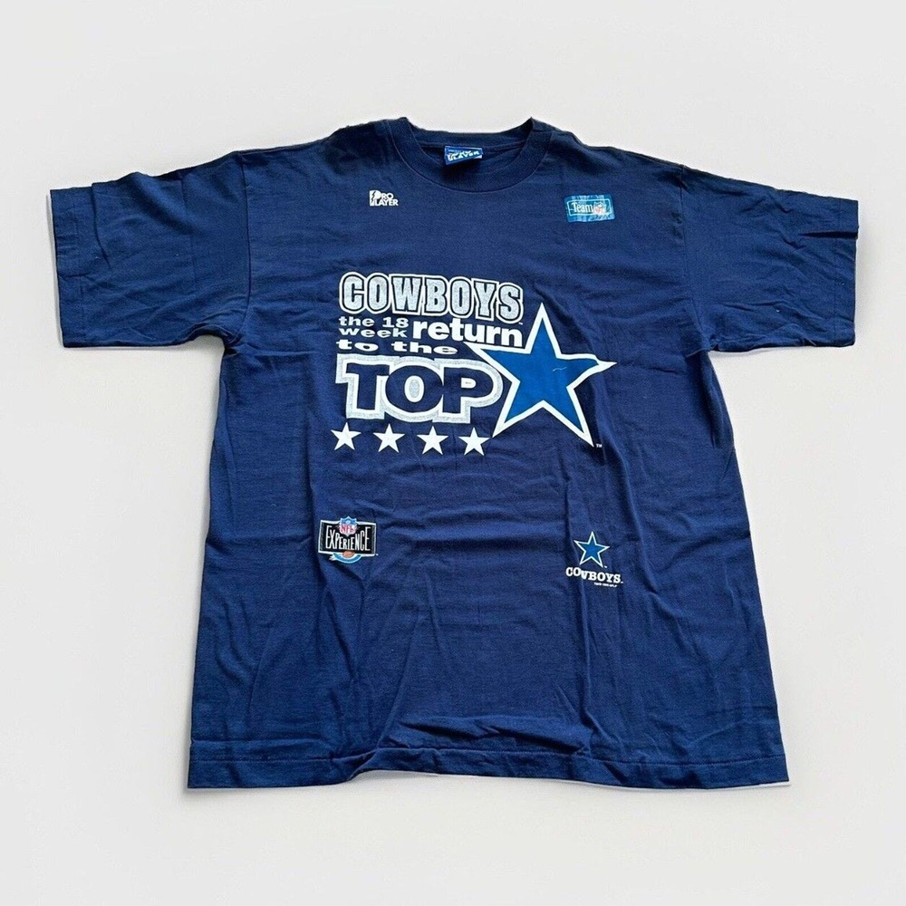 Vintage Dallas Cowboys‎ Shirt Mens XL Pro Player NFL Return To Top 1995 Blue